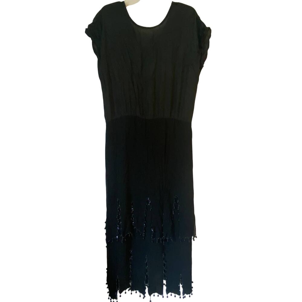 oleg cassini vintage beaded flapper silk dress 14
